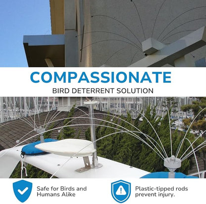 Bird Barrier Daddi Long Legs - 6 Ft | Scare Birds Away with Innovative Bird Spider Design | Bird Deterrent for Outside | Easy Installation on Roofs, Boats & HVAC Units | Durable Stainless Steel/Delrin