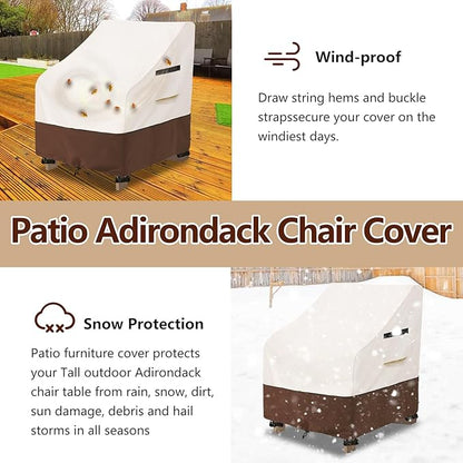 Patio Chair Covers 2 Pack - Waterproof Heavy Duty Patio Furniture Covers for Outdoor Lounge Deep Seat Chair(28 W x 30 D x 32 H inches) Beige & Brown