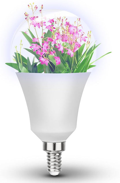 Grow Light Bulbs Full Spectrum with Red Blue 5000K E12 Candelabra Small Base 9W Sunlight Grow Bulb Replace 100W with Balanced Spectrum for Indoor Plants, Succulents, Flowers, Fruit, Mini Bonsai,1 Pack