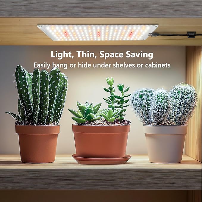 Grow Lights for Indoor Plants, Full Spectrum Under Shelf Plant Lights for Growing Seedling, Light and Thin 138 LED Grow Lamp Panel with 6/12/16H Timer, 3 Light Modes, 5 Dimmable