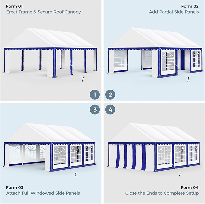 GREEN PARTY 13x26FT Party Tent Heavy Duty, Large Wedding Event Shelters with 3 Carry Bags & Removable Sidewalls, Outdoor Canopy Gazebo Commercial Tent for Carport Camping Garden Patio