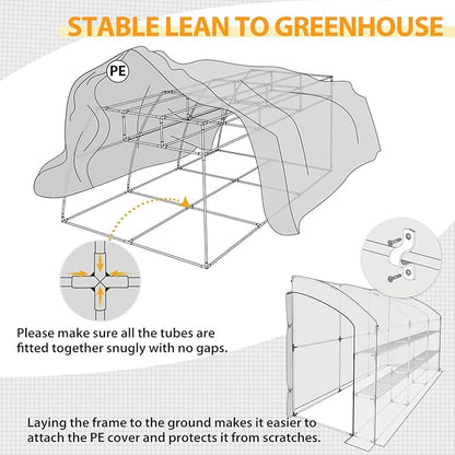 EAGLE PEAK 3 Tier Lean to Portable Greenhouse, Heavy-Duty Indoor & Outdoor Garden with Wire Shelves, 2 Roll-Up Zipper Doors, Easy Assembly, 120"x60"x84" Clear/White PE Cover