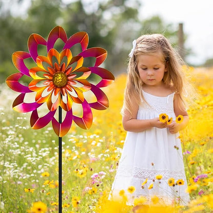 45" Gerbera Wind Spinners for Yard and Garden, Golden Balls Kinetic Wind Spinner Outdoor Decor, Wind Sculpture Yard Art Decorations for Patio, Lawn & Garden