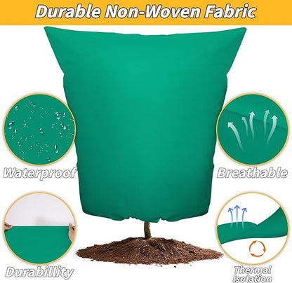 6PCS Plant Covers Freeze Protection 2.82oz Thicker Winter Frost Cloth Plant Protection Jacket Cover Bags Frost Blankets with Zipper Drawstring for Outdoor Plants Fruit Tree Potted, 48"W x 72"H