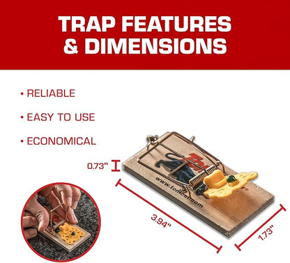 Tomcat Mouse Traps (Wooden), Easy to Use, Effective Way to Catch Mice, 24-Pack