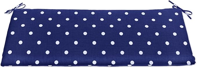 BrylaneHome Bench Cushion - 48" L x 18" W x 3" H - Patio & Outdoor - Water, Stain & Fade Resistant - Evening Blue Dot
