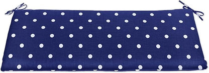 BrylaneHome Bench Cushion - 48" L x 18" W x 3" H - Patio & Outdoor - Water, Stain & Fade Resistant - Evening Blue Dot