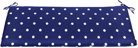 BrylaneHome Bench Cushion - 48" L x 18" W x 3" H - Patio & Outdoor - Water, Stain & Fade Resistant - Evening Blue Dot