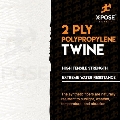 Polypropylene Tying Twine - 2 Ply White Plastic Poly Twine String 4200' Roll - Soft On Hands - Heavy Duty Outdoor & Indoor Tie Line - Baling, Shipping & Bundling Twine, Packaging Rope