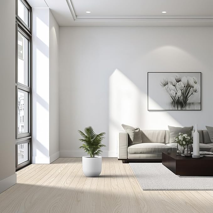 Kante 11.0" Round Concrete Planter, Large Cylinder Plant Pot with Curved Bottom and Drainage Hole, for Indoor and Outdoor Use – Garden or Patio, White Finish with Aqua Blue Interior