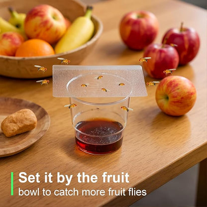 50 Pack Fruit Fly Trap Covers, Double-Sided Sticky Adhesive Cards for Gnats, Fruit Flies, Moths, Kitchen Insect Control (50 Pcs)