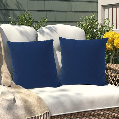 idee-home Outdoor Pillows, Set of 2 with Inserts, Waterproof, 18x18 inch, Dark Cerulean, Polypropylene Fill, Throw Pillow Cases