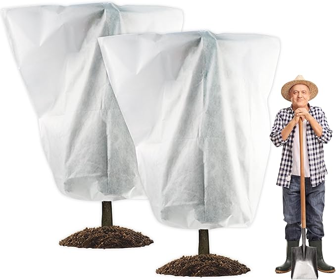 2 Packs Plant Cover, 7 Ft x 6 Ft Frost Winter Protection Tree Wrap Bag, Cold Weather Protection Cloth Cover Outdoor for Growing Season Extension and Freezing Protection