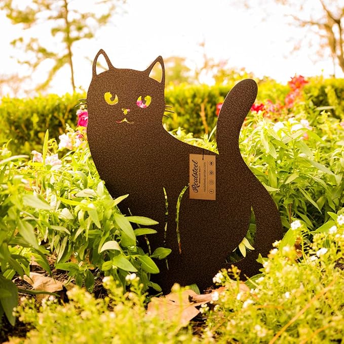 RealSteel - Garden Art Cats 3 Pack 2nd Edition - Cat Sculptures & Statues - Outdoor Yard Decorations for Cat Lovers - Zen Garden Accessories - Feline Kittens to Adorn Your Patio (Penny Vein)