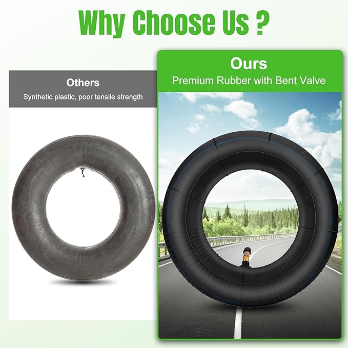 2.80/2.50-4" Inner Tubes, 2 Pack Heavy Duty 2.80 2.50-4/280/250-4 Replacement Tire Inner Tube with Bent Valve for Scooters, Hand Trucks, Wheelbarrows, Utility Cart, Dollys, Lawn Mowers, Trolleys