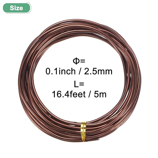 2.5mm Bonsai Training Wire, 16.4 Feet Total Anodized Aluminum Bonsai Wires for Bonsai Tree Shaping/Branches Fixing/Trunk Holding/DIY Crafting [Bronze]