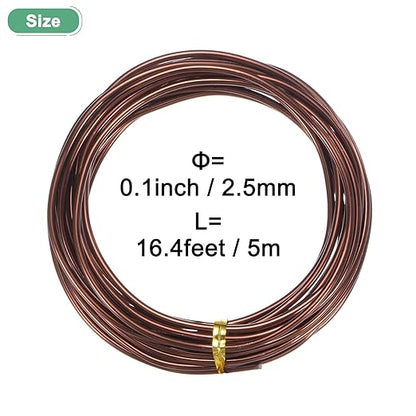 2.5mm Bonsai Training Wire, 16.4 Feet Total Anodized Aluminum Bonsai Wires for Bonsai Tree Shaping/Branches Fixing/Trunk Holding/DIY Crafting [Bronze]