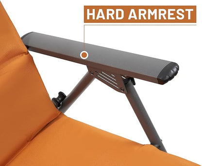 TIMBER RIDGE Oversized Folding Rocking Camping Chair, Padded Outdoor Rocker with High Back, Portable Outdoor Chair for Patio, Garden, Lawn, Supports up to 400 lbs, Orange, 2 Pack