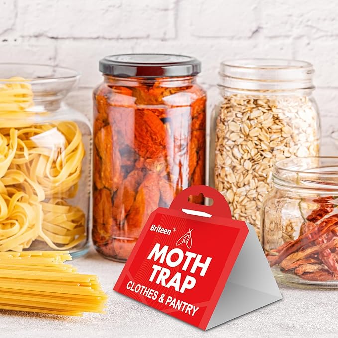 Pantry Moth Traps 10-Pack Safe and Effective for Food and Clothing- Glue Traps with Pheromones for Wool Closet Carpet Food and Cupboard K10