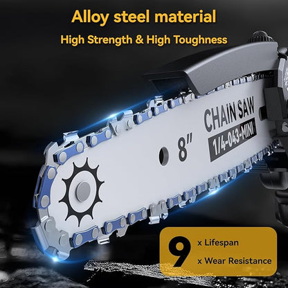 Mini Chainsaw Cordless, 8 inch & 6 inch Electric Chain Saw with 2 Pack Rechargeable Batteries, Battery Powered Handheld Saw for Trees Trimming Wood Cutting, Perfect Gardening Tools for Men Dad Husband