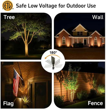 Gardenreet Brass Landscape Lighting - Low Voltage Spotlights Outdoor LED, 12V Wired Uplights, Waterproof Spot Lights, Antique Bronze for Outside Trees Without MR16 Bulb (4 Pack)