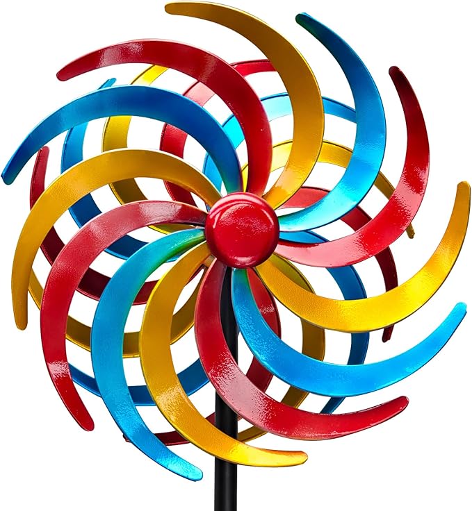 Wind Spinners Outdoor,Kinetic Wind Sculptures & Spinners, 63" Double-Side Metal Wind Spinner for Yard and Garden, Lawn Art Decorations Colorful