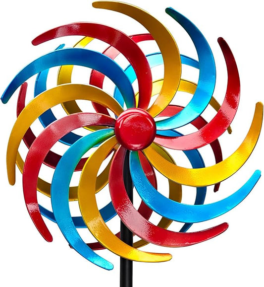 Wind Spinners Outdoor,Kinetic Wind Sculptures & Spinners, 63" Double-Side Metal Wind Spinner for Yard and Garden, Lawn Art Decorations Colorful