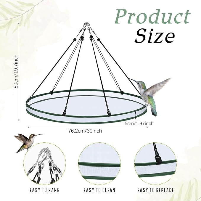 Universal Wild Bird Seed Catcher Hanging Hoop Platform Bird Seed Catcher Tray for Hummingbird Feeders Bee Feeder Outdoor Garden Accessories(2 Pieces,30 Inch)