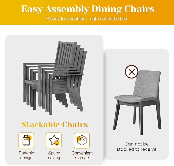 Patio Dining Chair Set of 4, Aluminum Outdoor Dining Chairs with Waterproof Cushions, Metal Outdoor Patio Furniture Seating for Porch, Balcony, Deck, Backyard, Gray