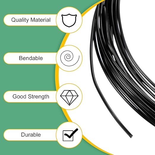 2-Rolls 1mm Bonsai Training Wire, 32.8 Feet Total Anodized Aluminum Bonsai Wires for Bonsai Tree Shaping/Branches Fixing/Trunk Holding/DIY Crafting [16.4ft Each, Black]