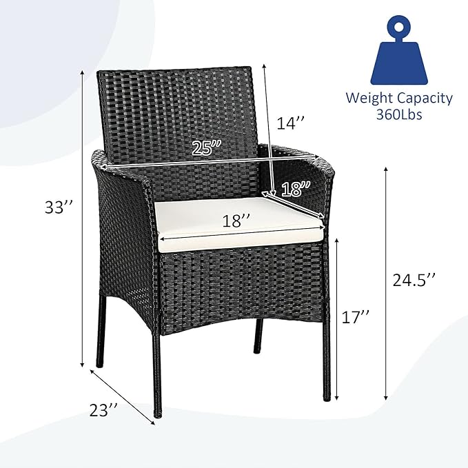 HAPPYGRILL 2 Pieces Patio Chairs Set Outdoor Rattan Wicker Single Armchair PE Furniture Sofa Set with Cushions