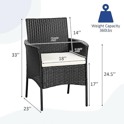 HAPPYGRILL 2 Pieces Patio Chairs Set Outdoor Rattan Wicker Single Armchair PE Furniture Sofa Set with Cushions