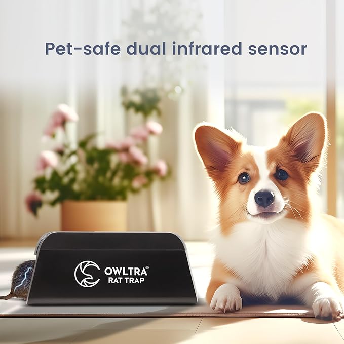 OWLTRA OW-1 Indoor Electric Rat Trap 2PCS, Instant Kill Rodent Zapper with Pet Safe Trigger, Black