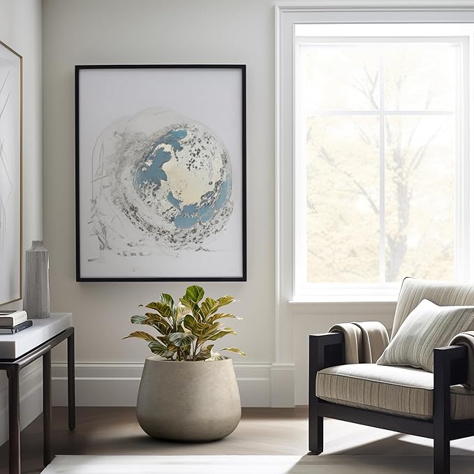 Kante Curva Series Planter, 14.8 Inch Round Concrete Garden Pot with Draiange Hole and Rubber Plug, Suitable for Indoor Plants, Home, Garden, Patio, Weathered Concrete