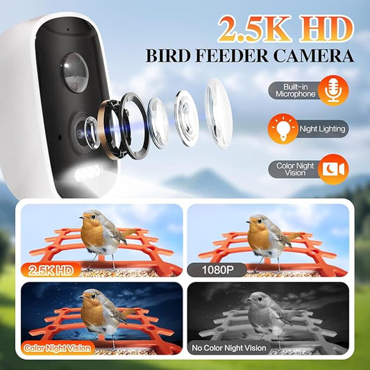 Smart Solar-Powered Bird Feeder with AI Camera - 1080P HD Auto-Capture, Motion Detection & Birds Species Recognition, WiFi Connectivity, for Bird Enthusiasts