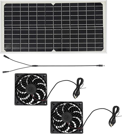 20W Solar Exhaust Fan for Chicken Coop, Sheds, Greenhouses, Dog Houses, Windows, Attics, Solar Powered Fan with Metal Frame, Easy Plug and Play Installation