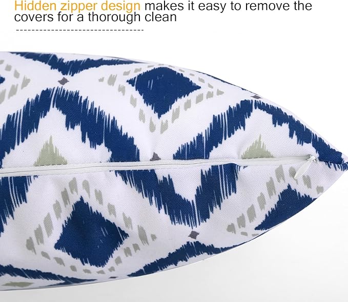 idee-home Outdoor Pillows with Inserts Included, Patio Outside Lumbar Pillows Waterproof Set of 2, 12 x 20 inch