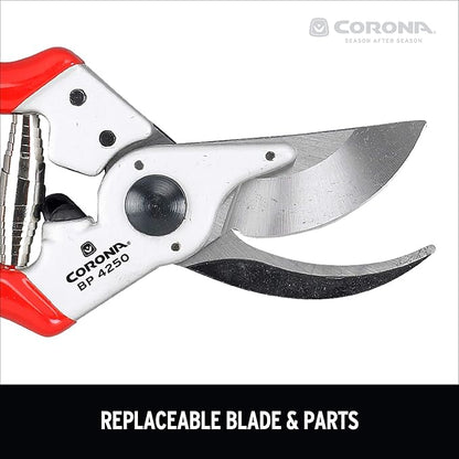 Corona BP 4250 Forged Steel Aluminum Handles Bypass Hand Pruner - 1 inch Cut Capacity Stem and Branch Garden Shears, Red