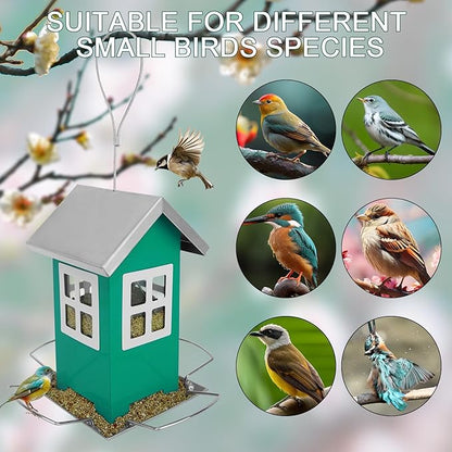 Upgrade All Metal Chew Proof Design Squirrel Proof Bird Feeder Large, 4 Drainage Holes for Easy Cleaning, Outdoor Hanging Window Feeder for Wild Birds