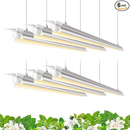 Barrina Plant Grow Light, 252W(6 x 42W, 1400W Equivalent), Full Spectrum, LED Grow Light Strips, T8 Integrated Growing Lamp Fixture, Grow Shop Light, with ON/Off Switch, 6-Pack