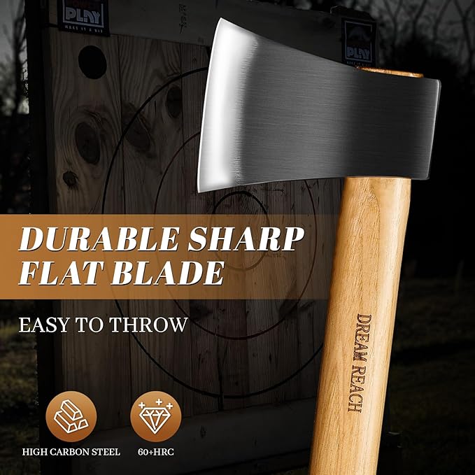 Dream Reach Throwing Axe Set - 3 PCS Hand Forged Throwing Hatchet, 15.7" Professional Throwing Game Axe for Backyard, Competition, Recreation