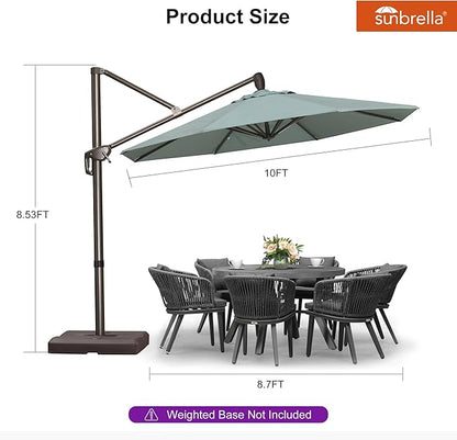 PURPLE LEAF 10FT Cantilever Patio Umbrella with 360-degree Rotation Aluminum Round Outdoor Offset Hanging Umbrella for Patio Pool, Sprout Green