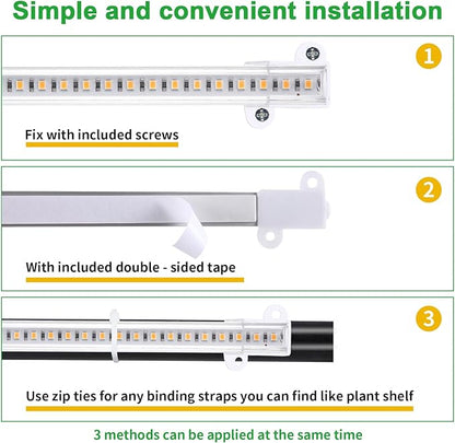 13 Inches LED Grow Light Strips for Plant Shelf, 3500K Full Spectrum Plant Growing Lights for Indoor Plants, 144 LEDs Plant Lamp with 10 Dimmable Levels and 3/9/12H Timer, 3 Head