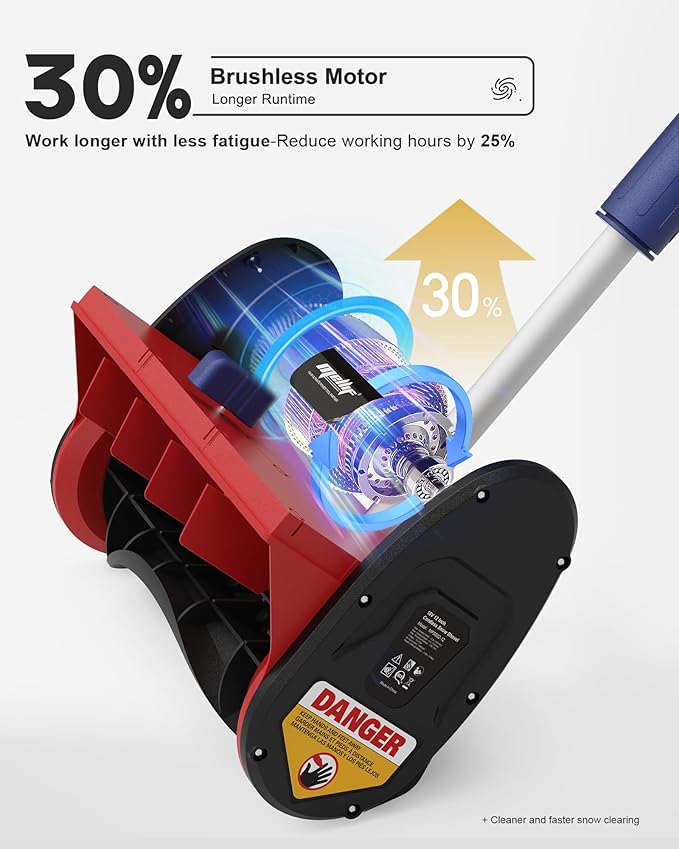 Mellif Cordless Snow Shovel, 12-Inch Brushless Snow Blower Compatible with Milwaukee 18v Battery, Lightweight with Adjustable Chute, Weather-Resistant