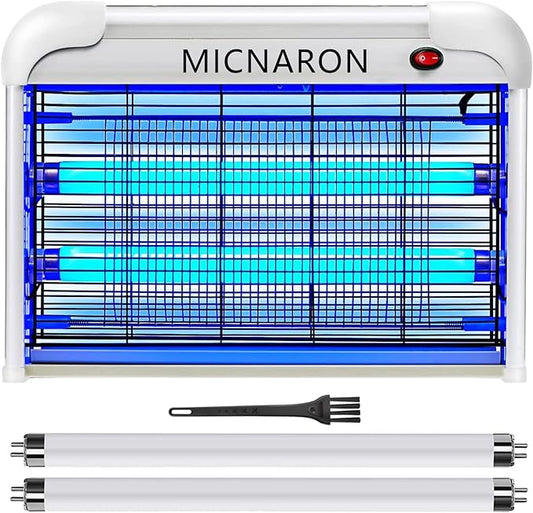 Indoor Electric Bug Zapper, 2800V Powerful Flying Insect Mosquito Killer w/ 20W Blue Light Attract, Plug-in Pest Control Machine for Moth, Fruit Fly, Fungus Gnat, Garage Bug Catcher/Eliminator/Trap
