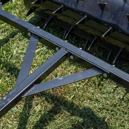Titan 3 FT Tow-Behind Drum Spike Aerator Holds up to 25 Gal Water, 3" Long Welded On Spikes, for ATV UTV and Utility Tractor, Breaks Ground for Better Drainage & Fertilization