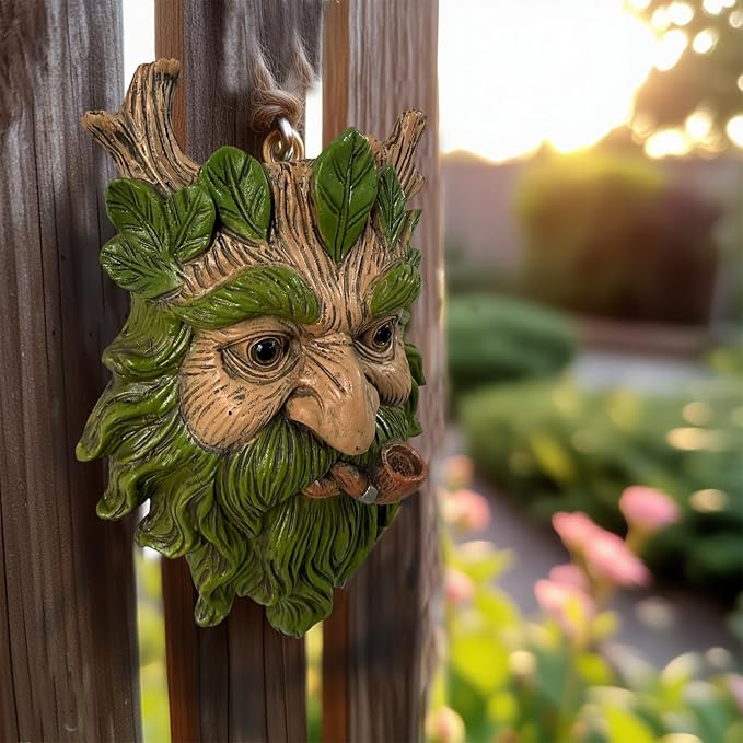 Abia Jaeia Pipe Tree Face Sculpture, Funny Pipe Old Man Tree Hugger Statue, Indoor & Outdoor Creative Props for Garden and Home,9" x 7" x 2.4"