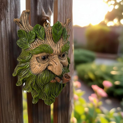 Abia Jaeia Pipe Tree Face Sculpture, Funny Pipe Old Man Tree Hugger Statue, Indoor & Outdoor Creative Props for Garden and Home,9" x 7" x 2.4"