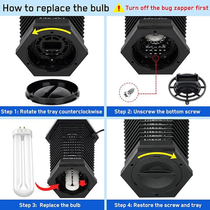 GOOTOP Replacement Bulb for Zap T6 Pro, K15, T9,X3 Bug Zapper, 15W, 4-Pin Base, U-Tube Bulb Twin Tube Bulb