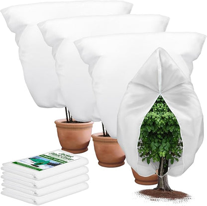 4PCS Large Plant Covers Freeze Protection 2.82oz Reusable Winter Frost Cloth Plant Protection Jacket Cover Bags Frost Blankets for Shrub Trees Outdoor Plants Fruit Tree Potted, 86"W x 95"H